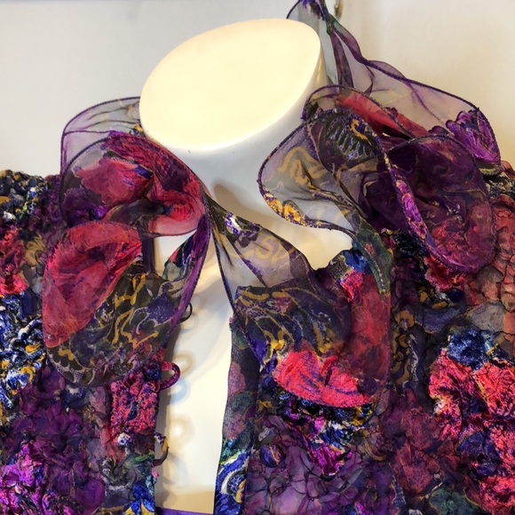 Farinae Collections 2pc Purple Multicolor Chic Textured Jacket 10* - Picture 6 of 17